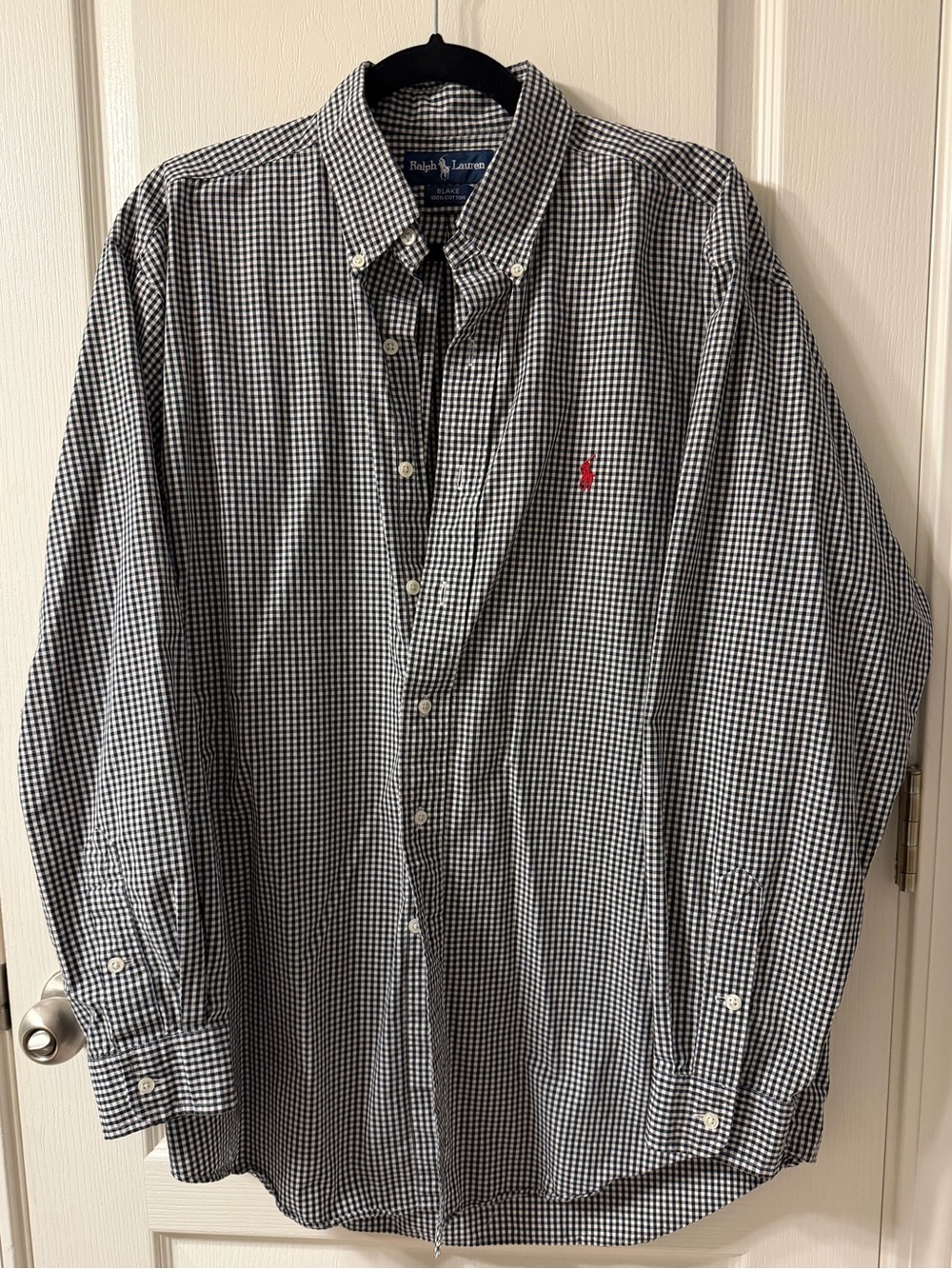 Ralph Lauren Men’s Black & White Gingham Button-Down Blake 100% cotton shirt